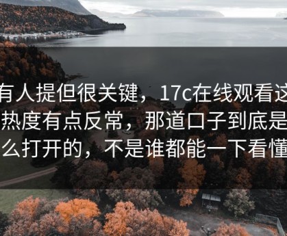 少有人提但很关键，17c在线观看这两天热度有点反常，那道口子到底是怎么打开的，不是谁都能一下看懂