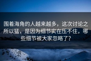 围着海角的人越来越多，这次讨论之所以猛，是因为细节实在压不住，哪些细节被大家忽略了？