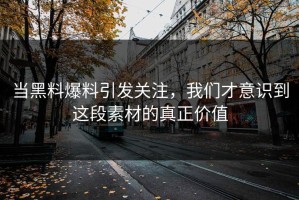 当黑料爆料引发关注，我们才意识到这段素材的真正价值