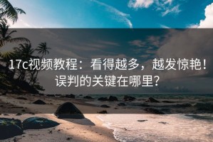 17c视频教程：看得越多，越发惊艳！误判的关键在哪里？