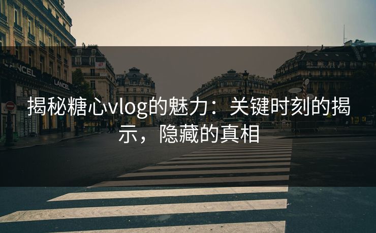 揭秘糖心vlog的魅力：关键时刻的揭示，隐藏的真相
