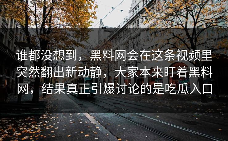谁都没想到，黑料网会在这条视频里突然翻出新动静，大家本来盯着黑料网，结果真正引爆讨论的是吃瓜入口