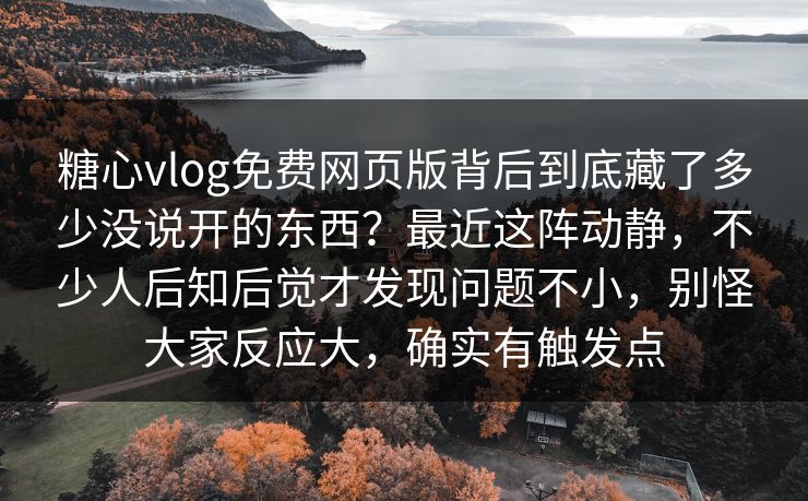 糖心vlog免费网页版背后到底藏了多少没说开的东西？最近这阵动静，不少人后知后觉才发现问题不小，别怪大家反应大，确实有触发点