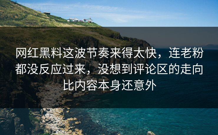 网红黑料这波节奏来得太快，连老粉都没反应过来，没想到评论区的走向比内容本身还意外