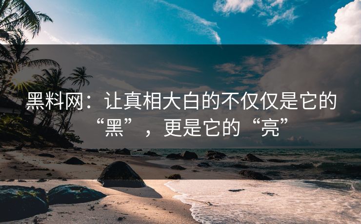 黑料网：让真相大白的不仅仅是它的“黑”，更是它的“亮”
