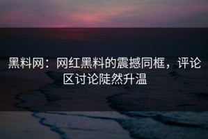 黑料网：网红黑料的震撼同框，评论区讨论陡然升温