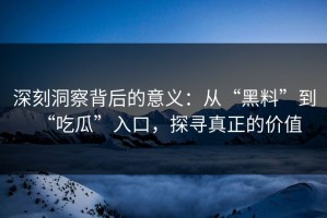 深刻洞察背后的意义：从“黑料”到“吃瓜”入口，探寻真正的价值
