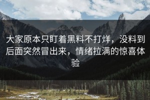 大家原本只盯着黑料不打烊，没料到后面突然冒出来，情绪拉满的惊喜体验