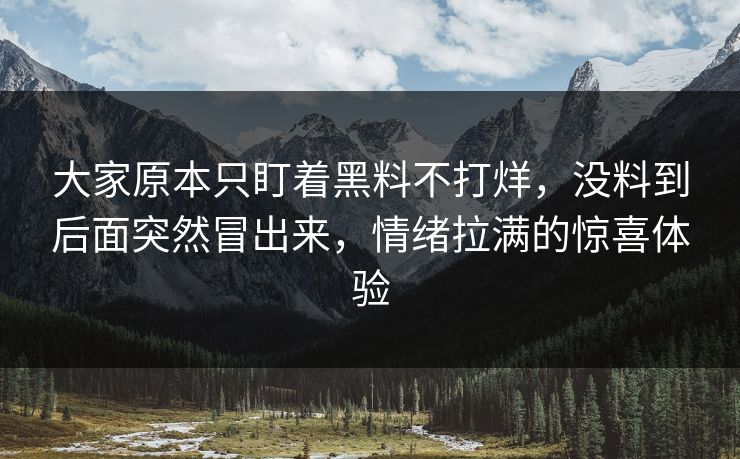 大家原本只盯着黑料不打烊，没料到后面突然冒出来，情绪拉满的惊喜体验
