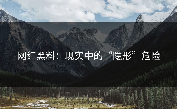 网红黑料：现实中的“隐形”危险